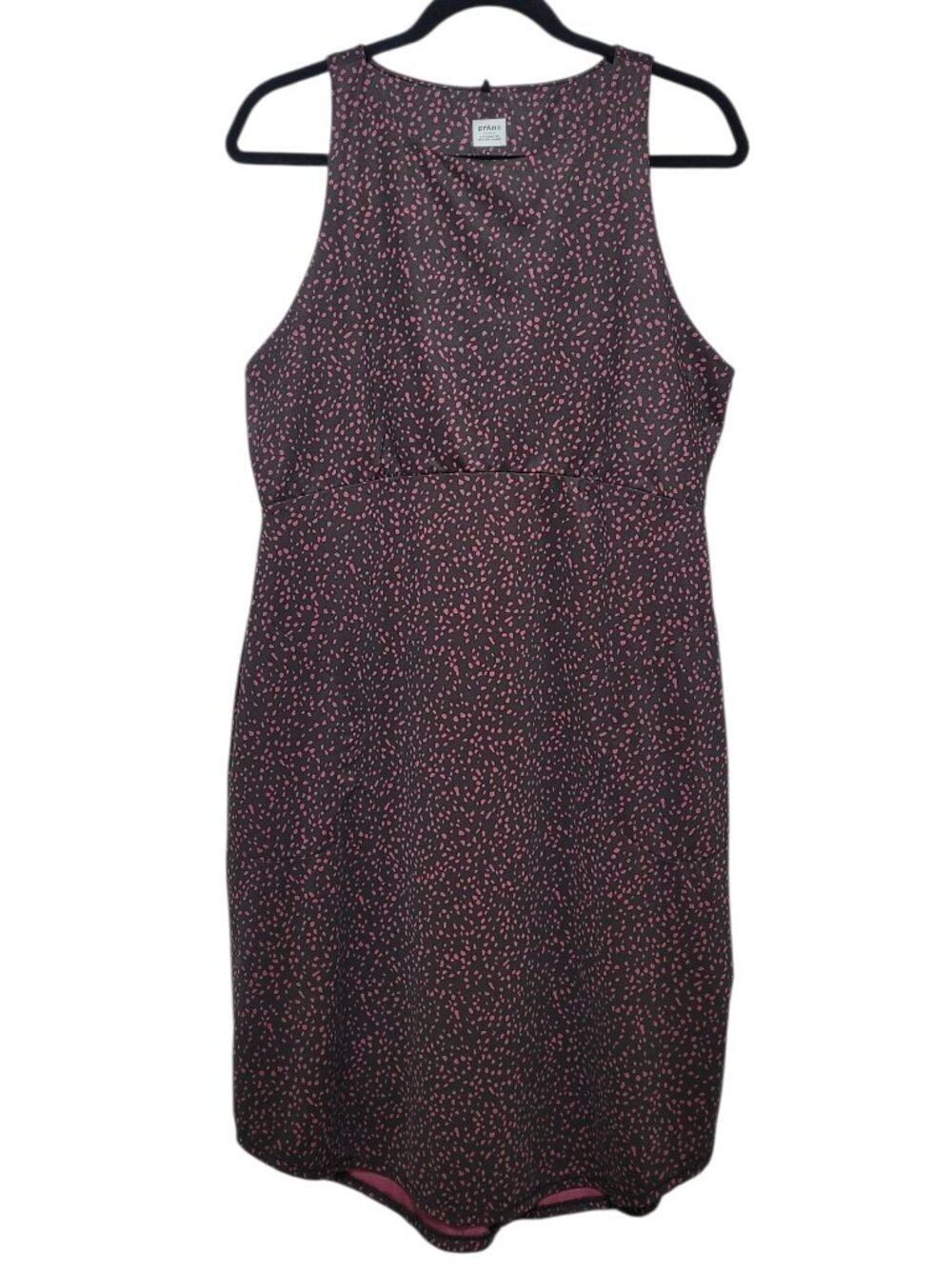 prAna Emerald Lake Dress Womens Activewear Dress Pockets Black Pink XL Boho Chic